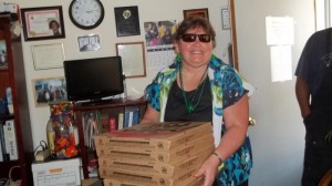 Pizza From The Mayor presented by secretary