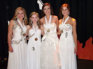 The Distinguished Young Women of Edgefield County 2013 and 2014:  They are left to right, Allie Jhant 2013 of Edgefield County South; Kalei Bowser 2014 of Edgefield County South; Lauren Williams of Edgefield County North, 2014; and Asley Bodiford, 2013 Edgefield County North.