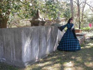 Tonya Browder, in costume of the Victorian period, conducted the cemetery tour at Willowbrook during Second Saturday.