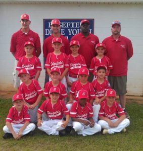 Players L to R: (Front row) Ike Rodgers, Ryan White, Emery Jones & Caleb Hammond. (Second Row) Jacob Mims, Ben Jolly, Dallas Hitt & Drew Johnson. (Third row) George Agner, Chase Sturkie, Chandler Mims and Josh Knowles.   Coaches L to R: Lang Rodgers, Dean Patterson, Travis Jones and Jason Mims.