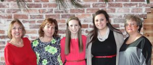 Pictured at the Christmas tea where the students were presented with the awards are, from left to right, Cherie Griffin, Chairman of the DAR Good Citizen committee, Vickie Timmerman, Libby Timmerman, Madison Stoll, and Karen Stoll.