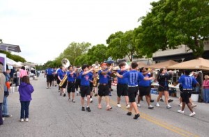 The award-winning Strom Thurmond High School Band performs during the parade at last year’s Peach Blossom Festival. 