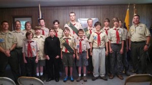 Pictured front row; T.J. Faye, Cameron Wood, Walker Harding, Marshal Smoak, Parker Kelly, Will Clark, Bradley Kemp. Back row; Den leader Richie Kelley, Cub Scout Master Adam Faye, Scoutmaster Lee Williams, Dalton Bell, Ryan Deese, Tucker Goff, Schump Aston, Johnathan Kemp, Gabe Gable and Asst. Scout master Chris Aston.