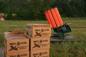 Shooters will blast through nearly a tractor-trailer load of clay pigeons at the Turkey Shoot in Forsyth, Georgia.