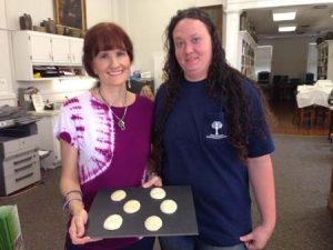 Tonya Guy and Jamie Von Stevens show the wax forms for cameos, to be produced in time.