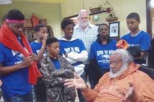 L to R: Curtis Harris, Treshawn Harrison, Jaylin Brown, Note’ Gordon, Mr. Larry Bowe, Tyler Davis, Mr. George Leverett (sitting) and Jah’Shawn Sewell