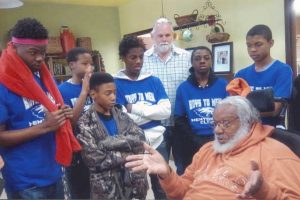 L to R: Curtis Harris, Treshawn Harrison, Jaylin Brown, Note’ Gordon, Mr. Larry Bowe, Tyler Davis, Mr. George Leverett (sitting) and Jah’Shawn Sewell