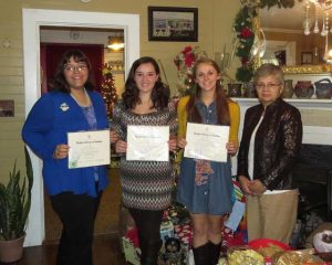 Good Citizens Award winners are left to right:  Miranda Mullins, Strom Thurmond High, Paige Fowler, Foxcreek High; Rachel Sanders, Strom Thurmond  High; Mary Watson, Good Citizens Chairperson.  Kayla Stephens from Saluda High was unable to attend.