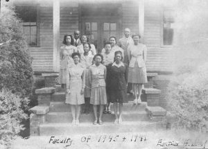William Erskine Parker stands (in Back) to the far right with his faculty at the Edgefield Academy, 1945-46.