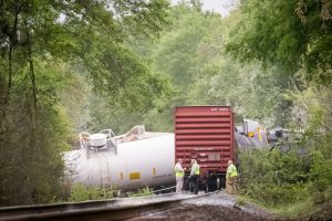 April 10, 2015 derailment of Norfolk Southern freight train near Salter's Pond Road in Trenton, S.C. Photo Credit: Robert H. Norris, III/Advertiser Staff
