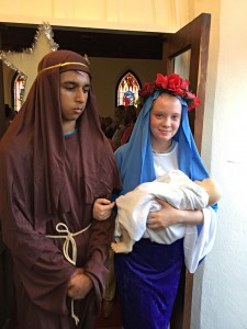 Joseph and Mary as they left the Methodist church.