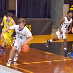 #12 Brent Gossett drives on Glenforest at the Patriots 52 - 19 massacure over Glenforest.