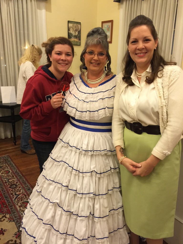 The stars of the production at the William Miller Bouknight Theatre, members of the Edgefield County Theatre (not players as explained by a spokesman): left to right, Karen Brotherton, Sister; Ruth Bledsoe, the hostess; Kristen Castillo, the daughter. 