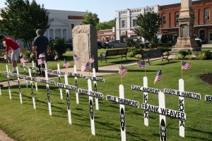 New metal crosses as they appeared on the square last year.