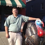 Sean Burch on Main Street before departing on his trip to France.