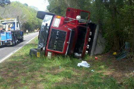 Overturned Dump Truck Ties Up Traffic on the Westside