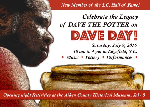 DAVE DAY: Friday, July 8, 2016 in Aiken, SC; Saturday, July 9 in Edgefield, SC