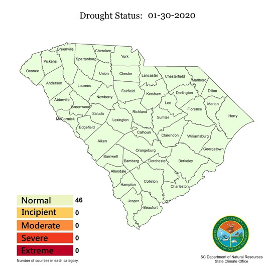 All South Carolina counties declared drought free