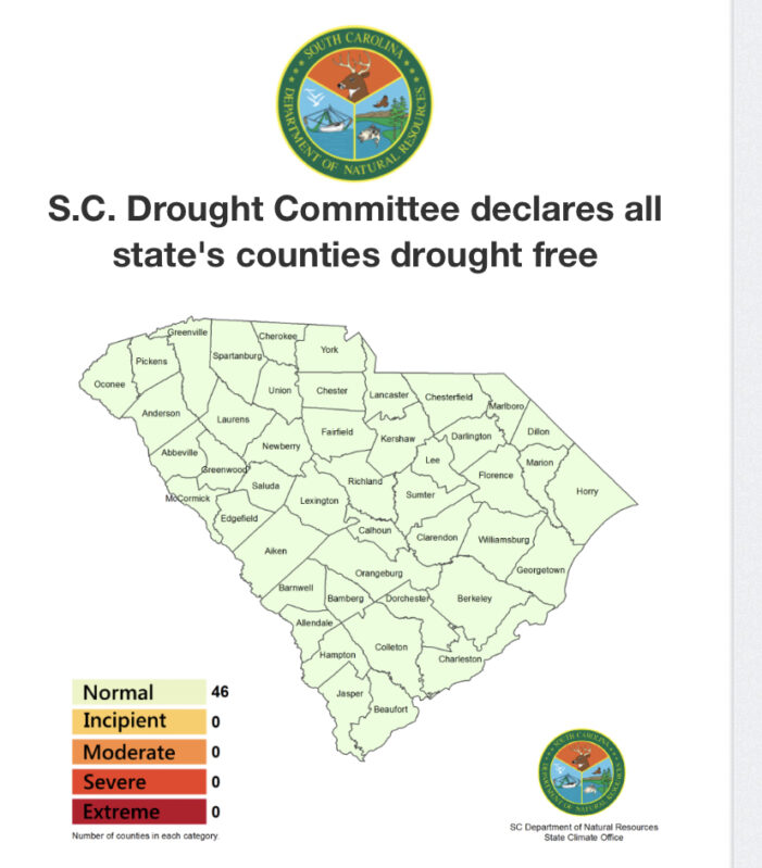 S.C. Drought Committee declares all state’s counties drought free S.C. Drought Committee declares all state’s counties drought free