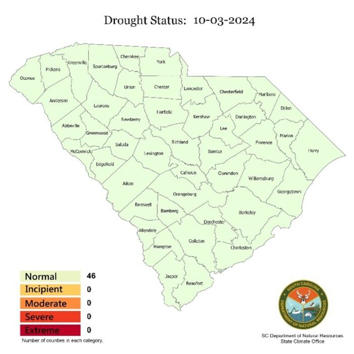 No remaining drought in SC following Helene’s rain No remaining drought in SC following Helene’s rain